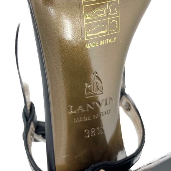 Lanvin Rainbow holographic block heel metallic ankle wrap sandals size 38.5 - Picture 13 of 15